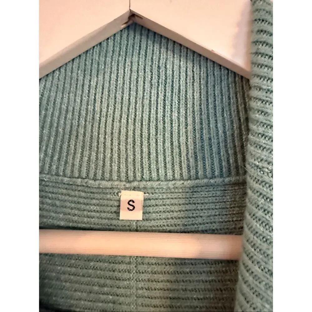Amazon mint green ribbed cowl neck oversized tunic sweater small
